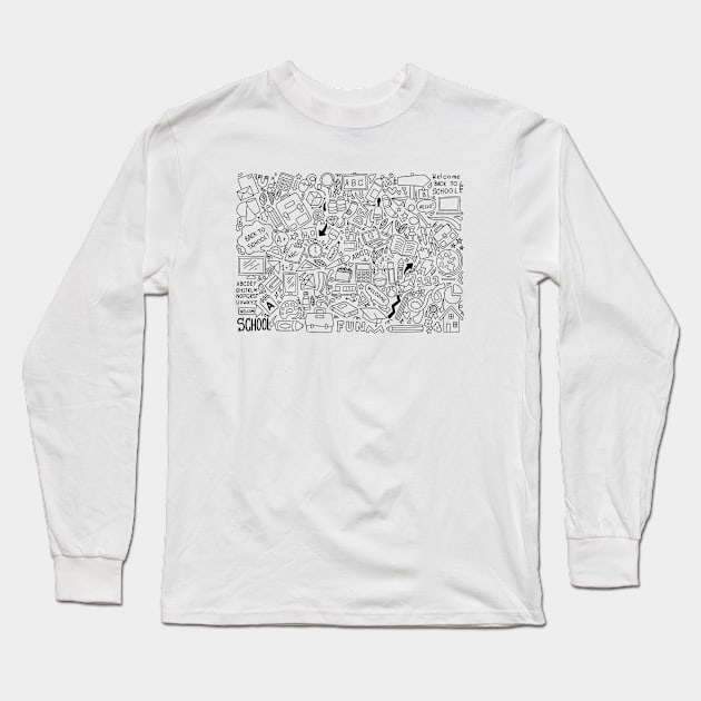 School Doodles Long Sleeve T-Shirt by edwardechoblue